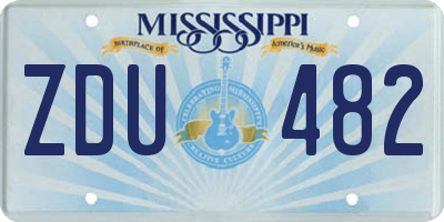 MS license plate ZDU482
