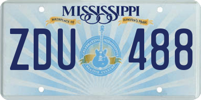 MS license plate ZDU488