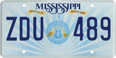 MS license plate ZDU489