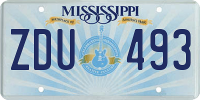 MS license plate ZDU493