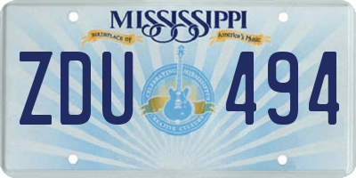 MS license plate ZDU494