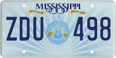 MS license plate ZDU498