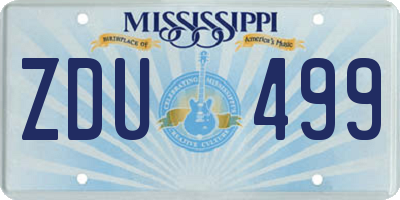 MS license plate ZDU499