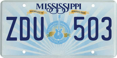 MS license plate ZDU503