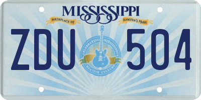 MS license plate ZDU504