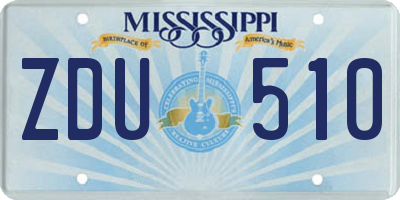 MS license plate ZDU510