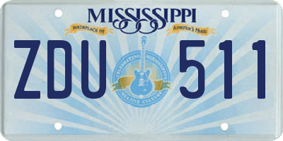 MS license plate ZDU511