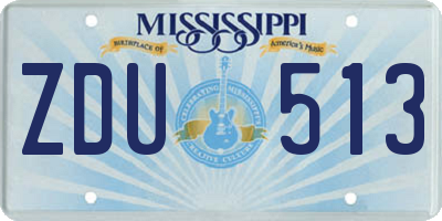 MS license plate ZDU513