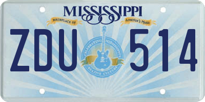 MS license plate ZDU514