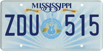 MS license plate ZDU515