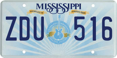 MS license plate ZDU516
