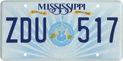 MS license plate ZDU517