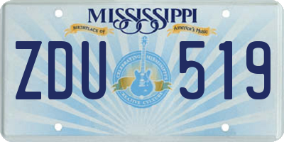 MS license plate ZDU519