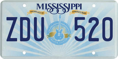 MS license plate ZDU520