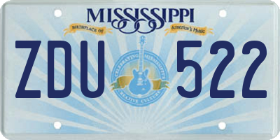 MS license plate ZDU522