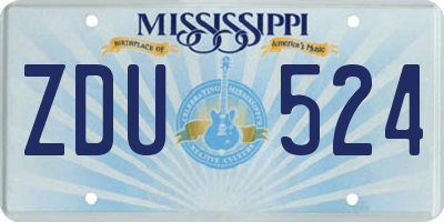 MS license plate ZDU524