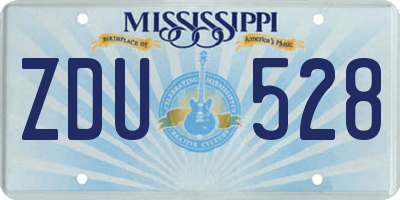 MS license plate ZDU528