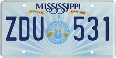 MS license plate ZDU531