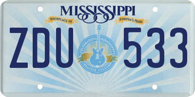 MS license plate ZDU533