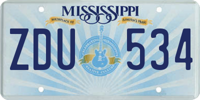 MS license plate ZDU534