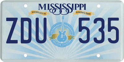 MS license plate ZDU535