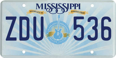 MS license plate ZDU536