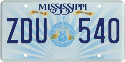 MS license plate ZDU540