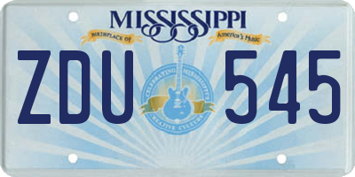 MS license plate ZDU545