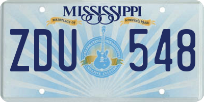 MS license plate ZDU548