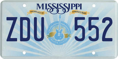 MS license plate ZDU552