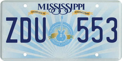 MS license plate ZDU553