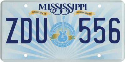 MS license plate ZDU556