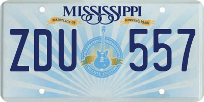 MS license plate ZDU557