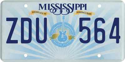 MS license plate ZDU564