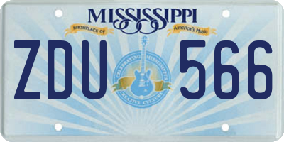 MS license plate ZDU566