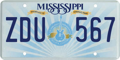 MS license plate ZDU567