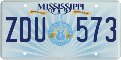 MS license plate ZDU573