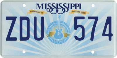 MS license plate ZDU574