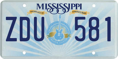 MS license plate ZDU581