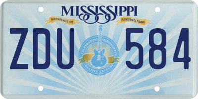 MS license plate ZDU584