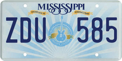 MS license plate ZDU585