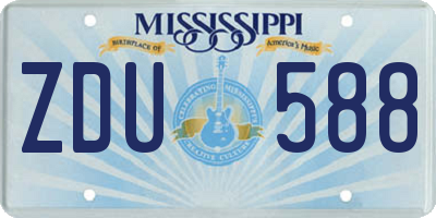 MS license plate ZDU588
