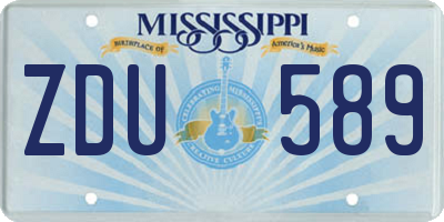 MS license plate ZDU589
