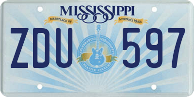 MS license plate ZDU597