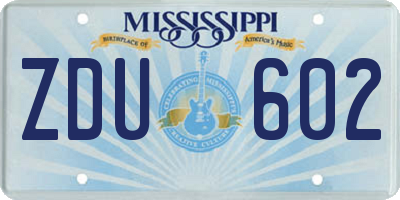 MS license plate ZDU602
