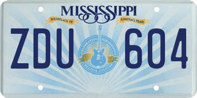 MS license plate ZDU604