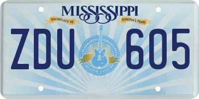 MS license plate ZDU605