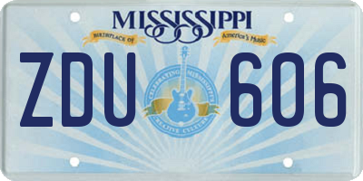MS license plate ZDU606