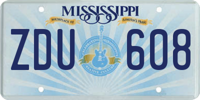 MS license plate ZDU608