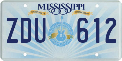 MS license plate ZDU612